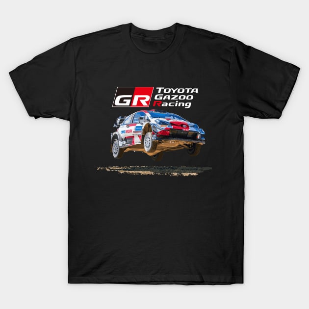 WRC TOYOTA GR YARIS - gazoo racing Sebastien Ogier Elfyn Evans Jump T-Shirt by cowtown_cowboy